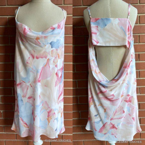 1. STATE Womens Camisol Tunic Top L Pastel Lined Tank Sexy Cut-Out Back - Picture 1 of 10
